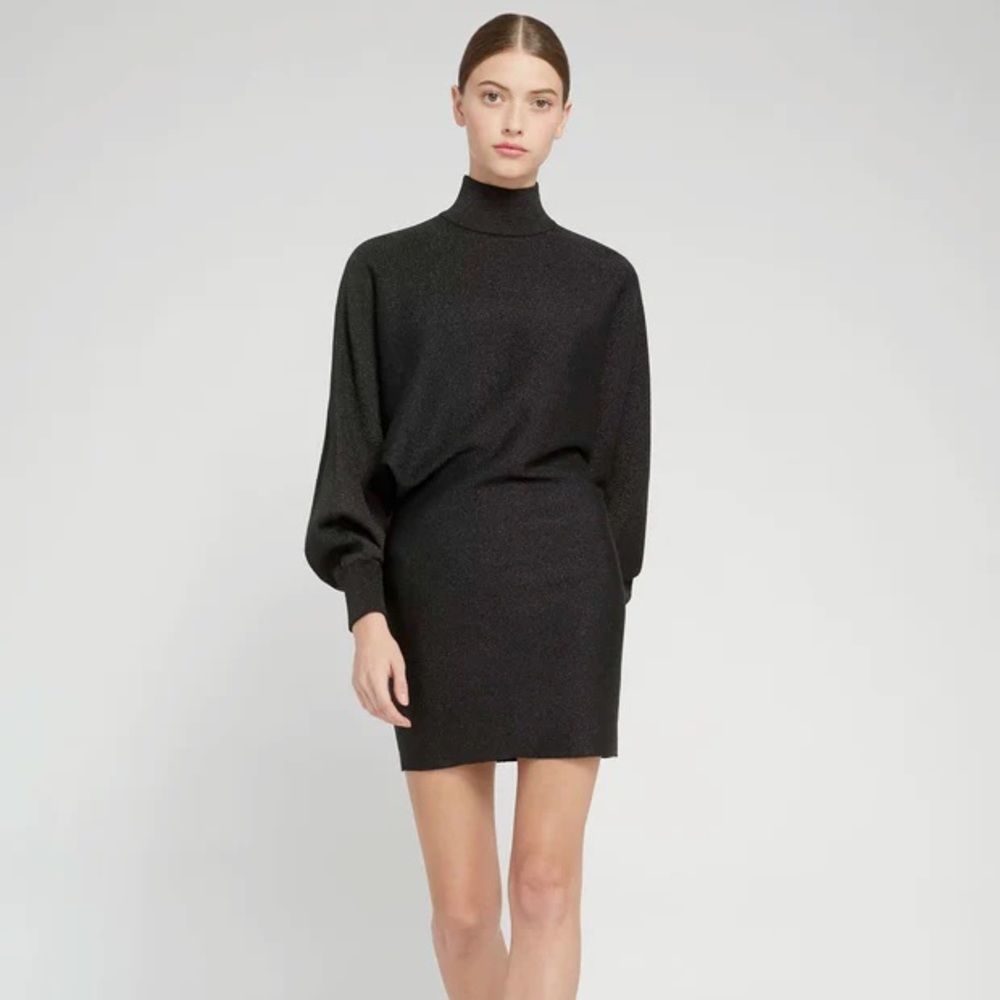 NWT Alice & Olivia Bari Turtleneck Metallic Shimmer Dress, XL